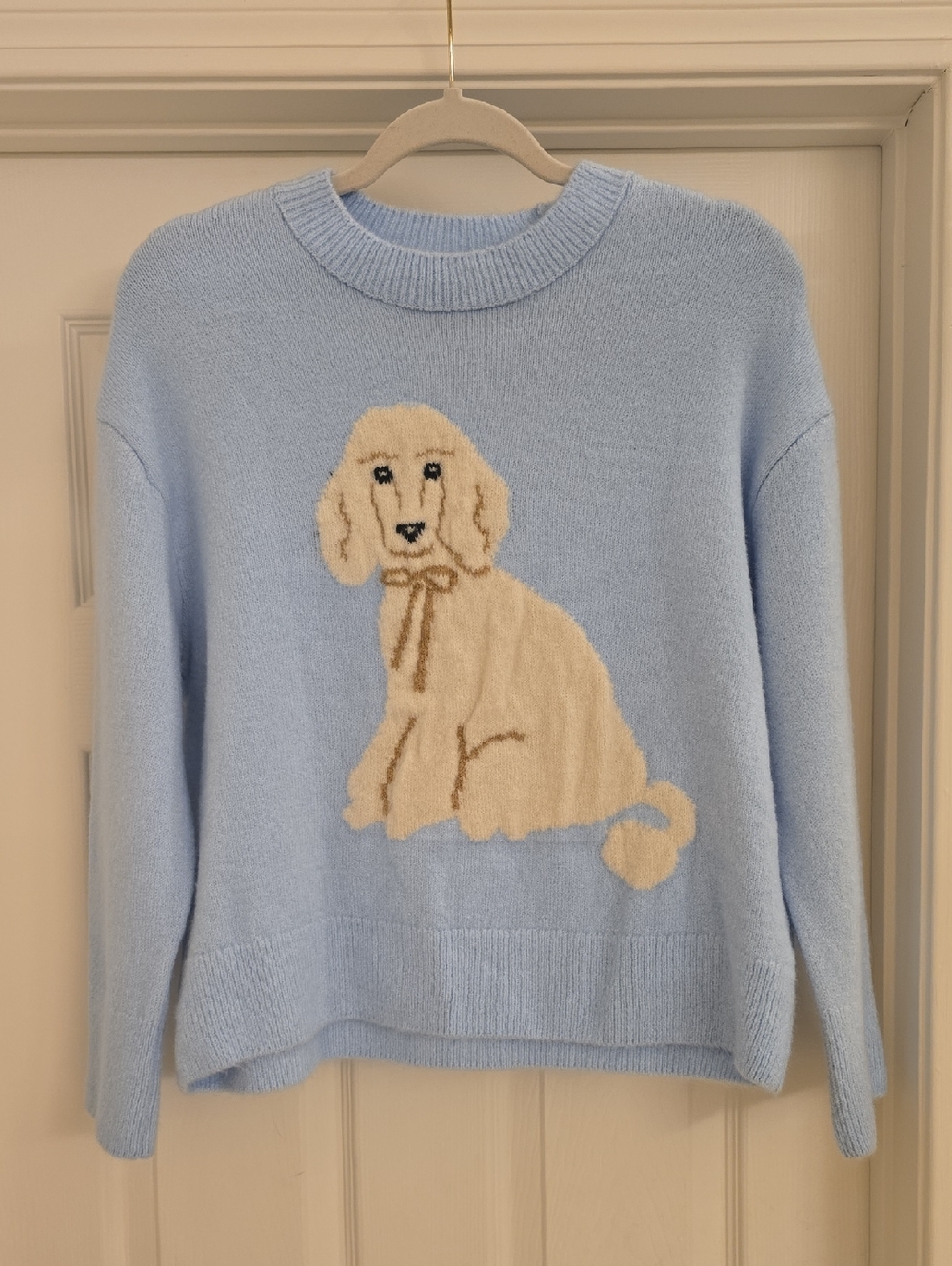 Maeve Light Blue Sweater with Cream Puppy Motif - Picture 3 of 4